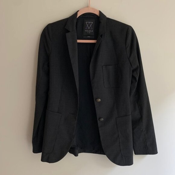 Aritzia Talula Exeter Boyfriend Blazer Wool Long Sleeve Button Front Grey size 2 - Picture 4 of 11